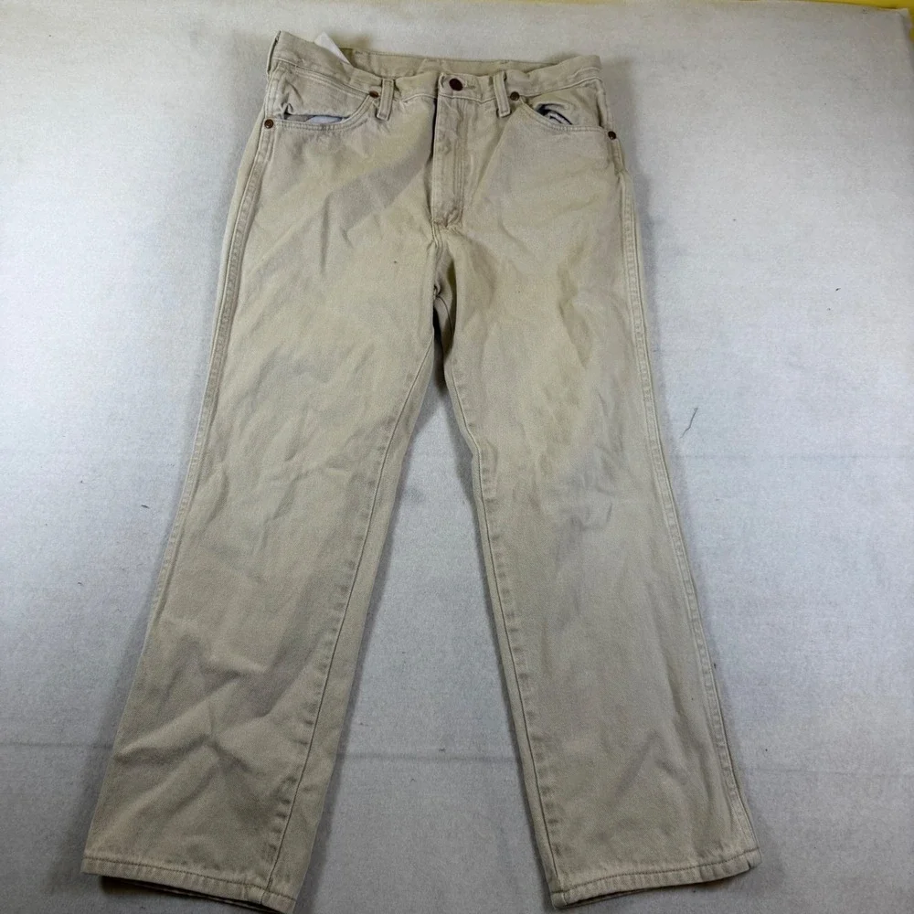 Wrangler 936TAN Cowboy Cut Slim Fit Jeans Mens 33x30 Tan Khaki Denim Straight